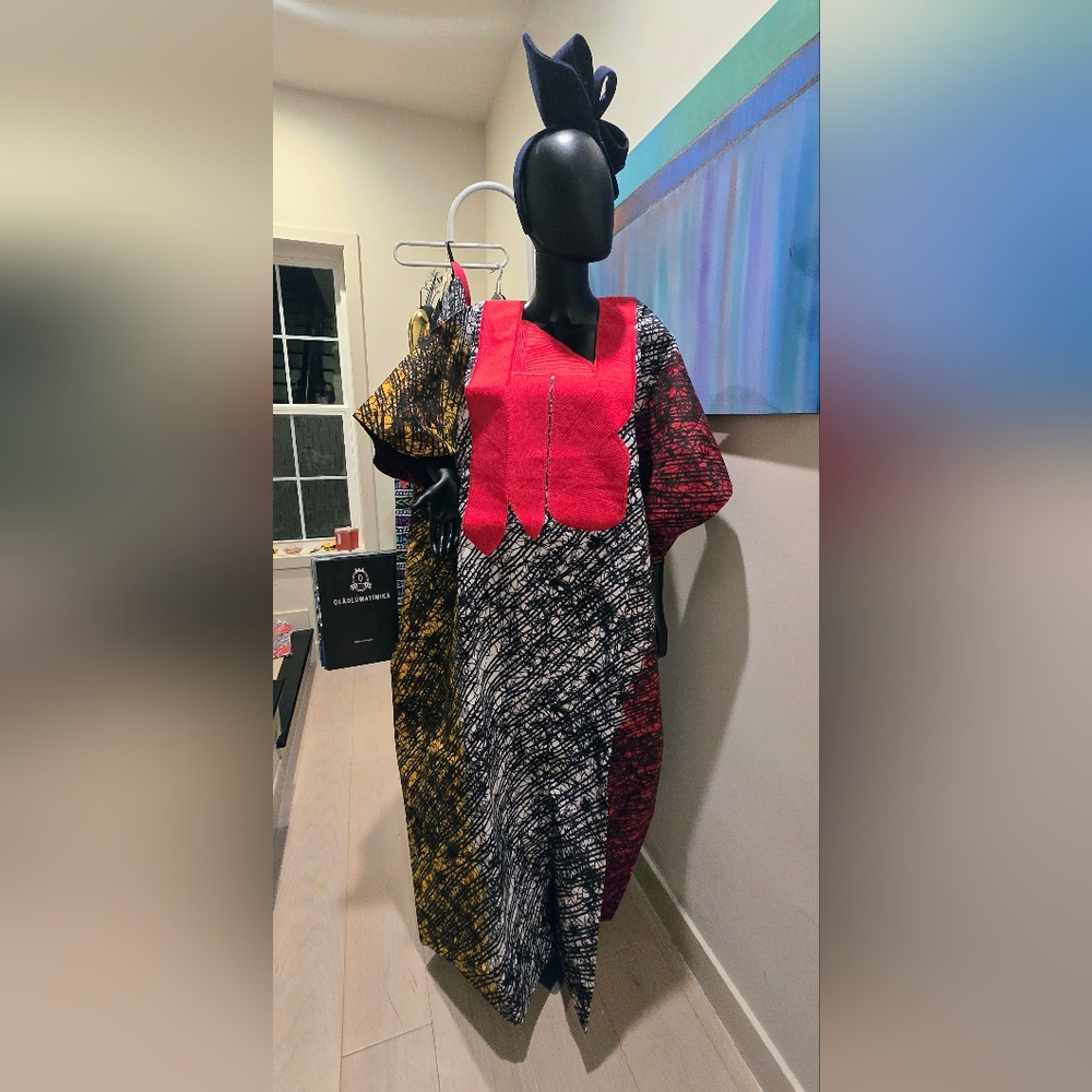 Embroidery on Ankara BuBu/Kaftan / Mou mou Dress